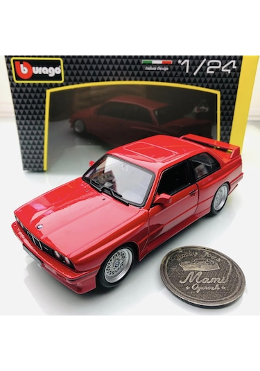Yeni - New 1988 Bmw M3 E30 Red 1:24 Ölçek Burago Marka