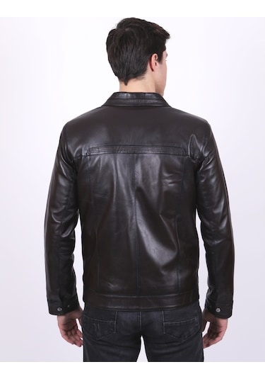 New Zaya Leather Erkek Hakiki Deri Deri Ceket Siyah