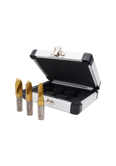 Yunboo Titanyum Kaplama Kaynak Noktası Kaldırıcı Matkap Uçları Seti 6.5mm,8mm,10mm - 3 Lü Alüminyum Kutulu Hızlı Metal İşleme