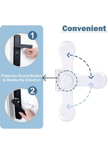 Çocuklara Dayanıklı Kapı Kolu, 4 Oda, Dayanıklı Abs Kapı Kolu Kilidi, Çocuklara Dayanıklı, Kendinden Yapışkanlı Arka Yüzeye Sahip Basit Tasarım