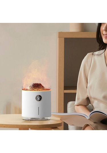 Sones Hx127 Mini Volcano Lava Aromaterapi Difüzörü Küçük Ev Atmosferi Nemlendirici, Renk: Siyah