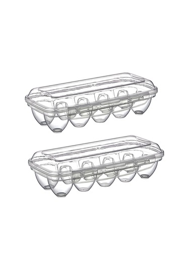 Buffer® 2 Adet 10 Bölmeli Kilitli Kapaklı Yumurtalık Saklama Kutu Çok Renkli