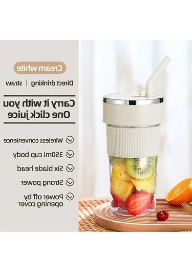Fastbuy Sinuoshop Usb Şarjlı 350 Ml Beyaz Kablosuz Manuel Portatif Meyve Sıkacı Bpa Free Beyaz Beyaz