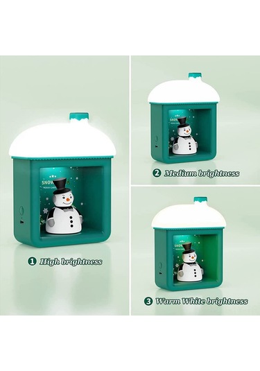 Teltree Yeşil Santa Kar Ev 3d Led Lamba, 2 Anahtar Modu Düğme + Bebek , 3 Parlaklık Seviyesi, Usb-c Şarjlı, Noel Dekorasyonu Hediyelik Yeşil