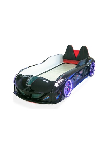 Arabalı Yatak - Jaguar Bazalı Arabalı Yatak Full Ledli Koltuklu Siyah