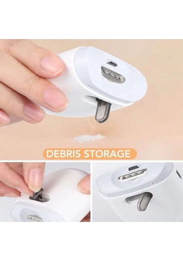 Pazly Otomatik Şarjlı Tırnak Makinesi - 2 Hızlı, Aydınlatmalı, Bebek & Yetişkin İçin Güvenli Beyaz