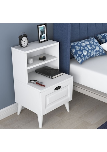 Rani Bd105 Komodin 2 Raflı Membran Çekmeceli Komodin Beyaz
