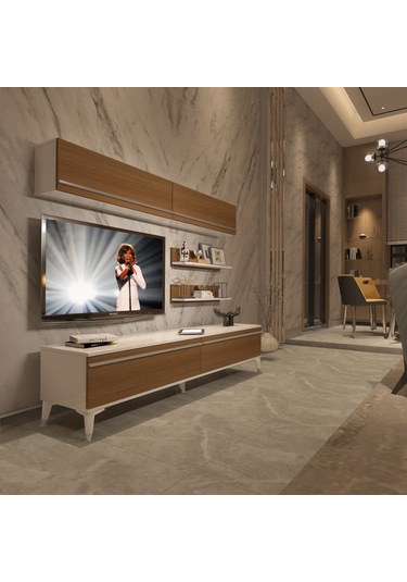 Decoraktiv Eko 5 Mdf Std Silver Tv Ünitesi Tv Sehpası Beyaz - Ceviz