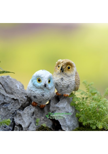 Hangfox Kulaklı Koyu Renkli Ayaklı Baykuş Desenli Reçine Süs Eşyası - Bitki Mikro Manzaralı Ev Dekorasyonu Hediyelik Zakkas 4. Numara