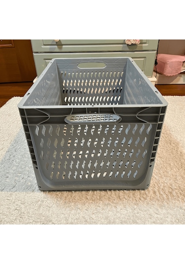 Alpbx Delikli Gri Plastik Kasa 60x40x32 Cm - Sepet 65 Litre