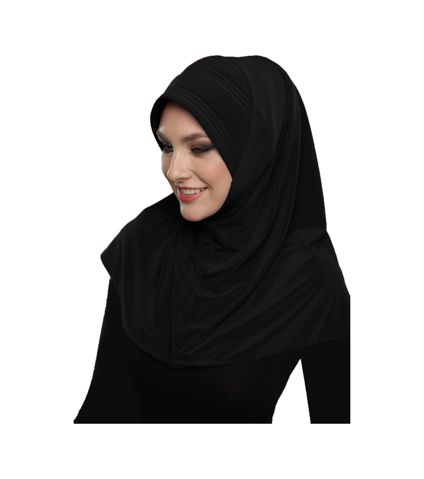 Takmatik Sade Siyah Hazır Türban Tesettür Havuz Bonesi Namaz Örtüsü Siyah