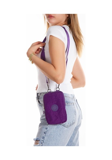 Newish Polo Suya Dayanıklı Krinkıl Kumaş Mor Kadın Çapraz Omuz Ve Bel Çantası - Kadın Mor