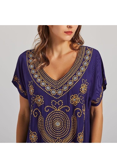 Parlak Kırmızı Edolynsa Nakış Plaj Cover Up Saida De Praia Mayo Kadın Bikini Cover Up Tunikler Plaj Pareo Sarong Beachwear Q790 Parlak Kırmızı