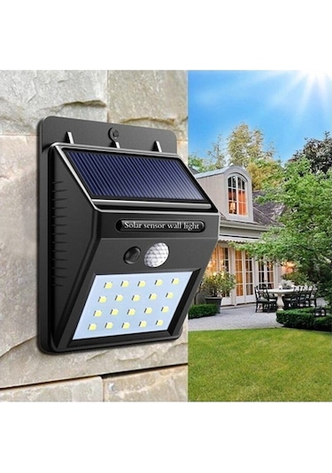 20 Led 3 Mod Hareket Sensörlü Güneş Enerjili Solar Duvar Lambası