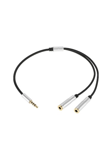 Sandwich 3.5mm Girişli 2 Çıkışlı Ses Ayırıcı Kablosu Gümüş, 31cm Uzunluk, Yüksek Kaliteli