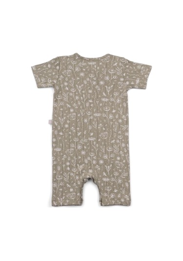 Boumini Bebek Kısa Kollu Şort Tulum Doğal Pamuk Wild Flowers Haki - Haki