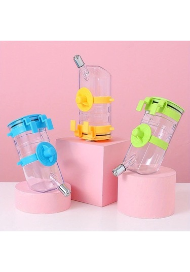 Elmpaly Pembe Sızdırmaz Tasmalı Seyahat Köpek Suluk Seti - Kafes Temizlik Dayanıklı