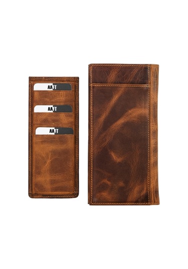 Mft Leather Hakiki Deri Kartlıklı Unisex Cüzdan Lilyum 7286 Crazy Taba