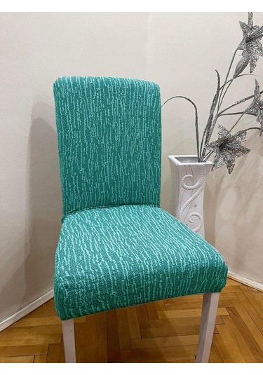 StarMall Jakarli Sandalye Örtüsü Çubuk Desen Yüksek Esnekli Sandalye Kılıfı 1 Adet Mint Yeşili
