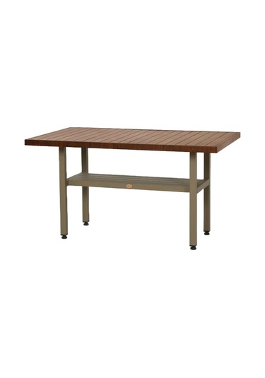 Çamlıca Masalar Alüminyum Bahçe Balkon Mutfak Masası 90x160 - Alt Tablalı Kahverengi