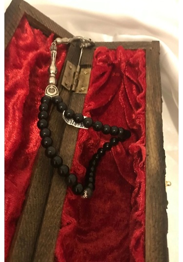 Tespih Obsidyen Doğal Taş Tesbih Gümüş İmameli Aura Taşı Ahşap Kutulu 6mm Çok Renkli