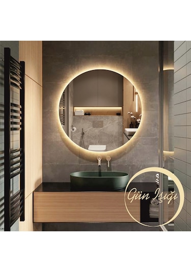 Dekoratif Led Işıklı Yuvarlak Banyo Ve Konsol Aynası Şeffaf