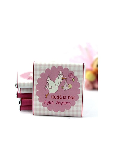 Dark Brown Hoşgeldin Kız Bebek Çikolatası İsim Yazılabilen Hediye Çikolata KBK9 72 Adet