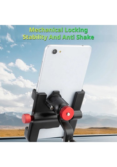 Promend Sjj-297b Gidon Standı Modeli Bisiklet Telefon Tutucu Evrensel Alüminyum Alaşımlı Elektrikli Bisiklet Dağı Siyah