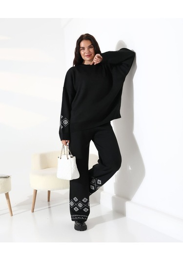 Marakeş Esintisi Alt-üst Triko Takım Siyah