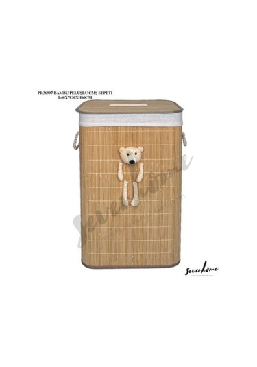Sever Bambu Peluşlu Çamaşır Sepeti Bambu