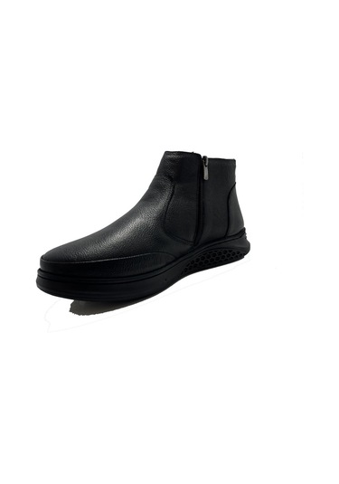 Koçel 900 Siyah Hakiki Deri Fermuarlı Erkek Bot Siyah