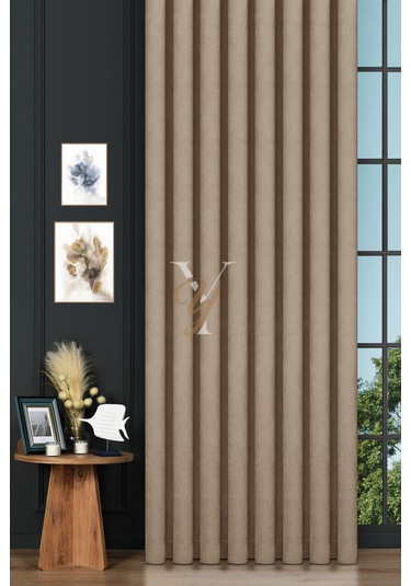 Petek Fon Perde V-1006 Koyu Krem Koyu Krem