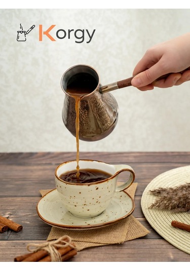 Korgy Türk Kahvesi Cezvesi Bakır Cezeva İle Kaşık 600 Ml 305326286