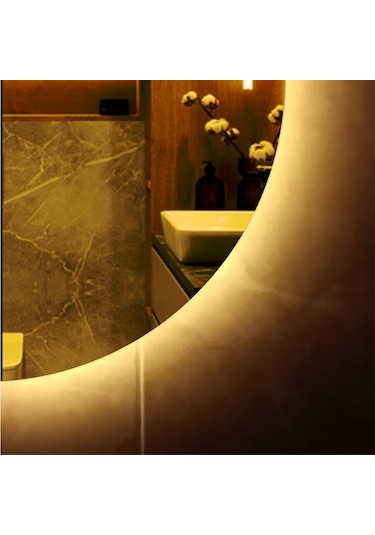 Dekoratif Led Işıklı Yuvarlak Banyo Ve Konsol Aynası Şeffaf