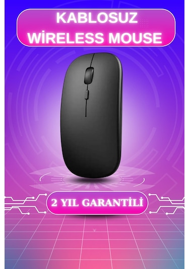Kablosuz Mouse Fare Şarjlı Bluetooth Wireless Çift Modlu Sessiz Diğer
