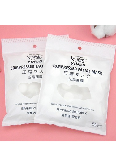 Qingmipy 50'li Paket Saf Pamuklu Yüz Maskesi - Nemlendirici, Seyahat Dostu, Dıy Cilt Bakımı İçin Pratik Çözüm