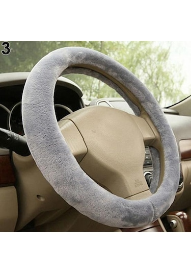 Jms Evrensel Kamyon Araba Yumuşak Peluş Direksiyon Kapağı Koruma Koruyucu Direksiyon Kılıfı Sarı