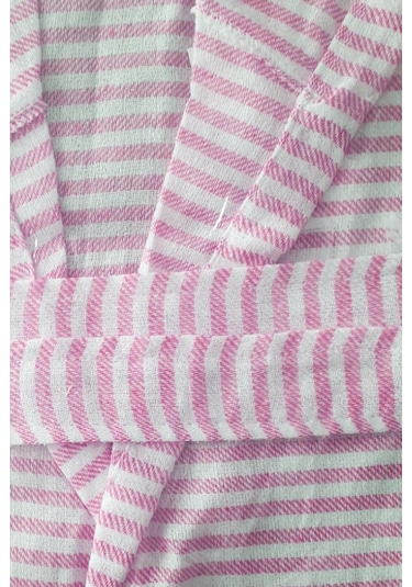 Kapşonlu Unisex Peştemal Plaj Bornozu %100 Pamuklu Seaside Stripe Pembe
