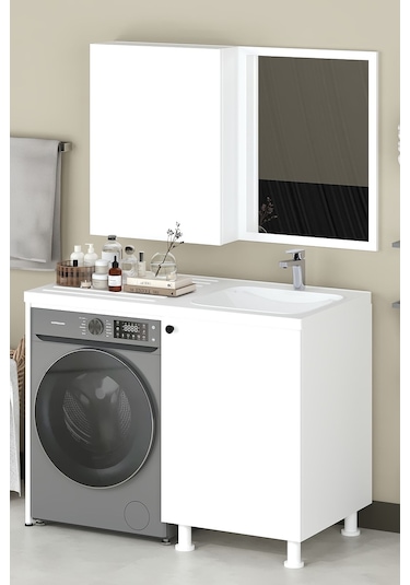 Dune Lavabolu Banyo Dolabı Beyaz