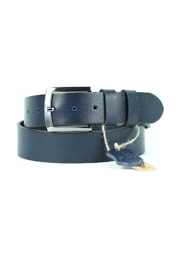Hakiki Manda Derisi Erkek Kemer 4 Cm Lacivert Kot Kumaş Kemeri Lacivert