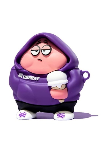 Apple Airpods Pro 3. Nesil 2025 Uyumlu Figürlü Silikon Kılıf Anahtarlıklı Kılıf Mor