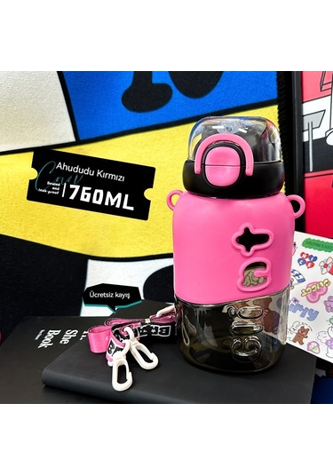 Jian Fan Su Bardağıyazocuk Çiftçek Saman Bardağıerkek Ve Kızdörenci Kırmızı Pembe