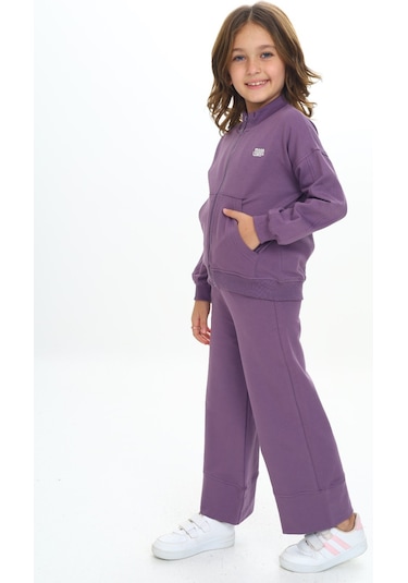 Toontoy Kız Çocuk Mood Nakışlı Eşofman Takım Mor