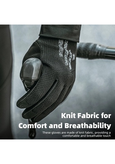 Rockbros S338 Erkek Bisiklet Eldiveni Yol Bisikleti Dokunmatik Ekran Tam Parmak Örme Eldivenler - M