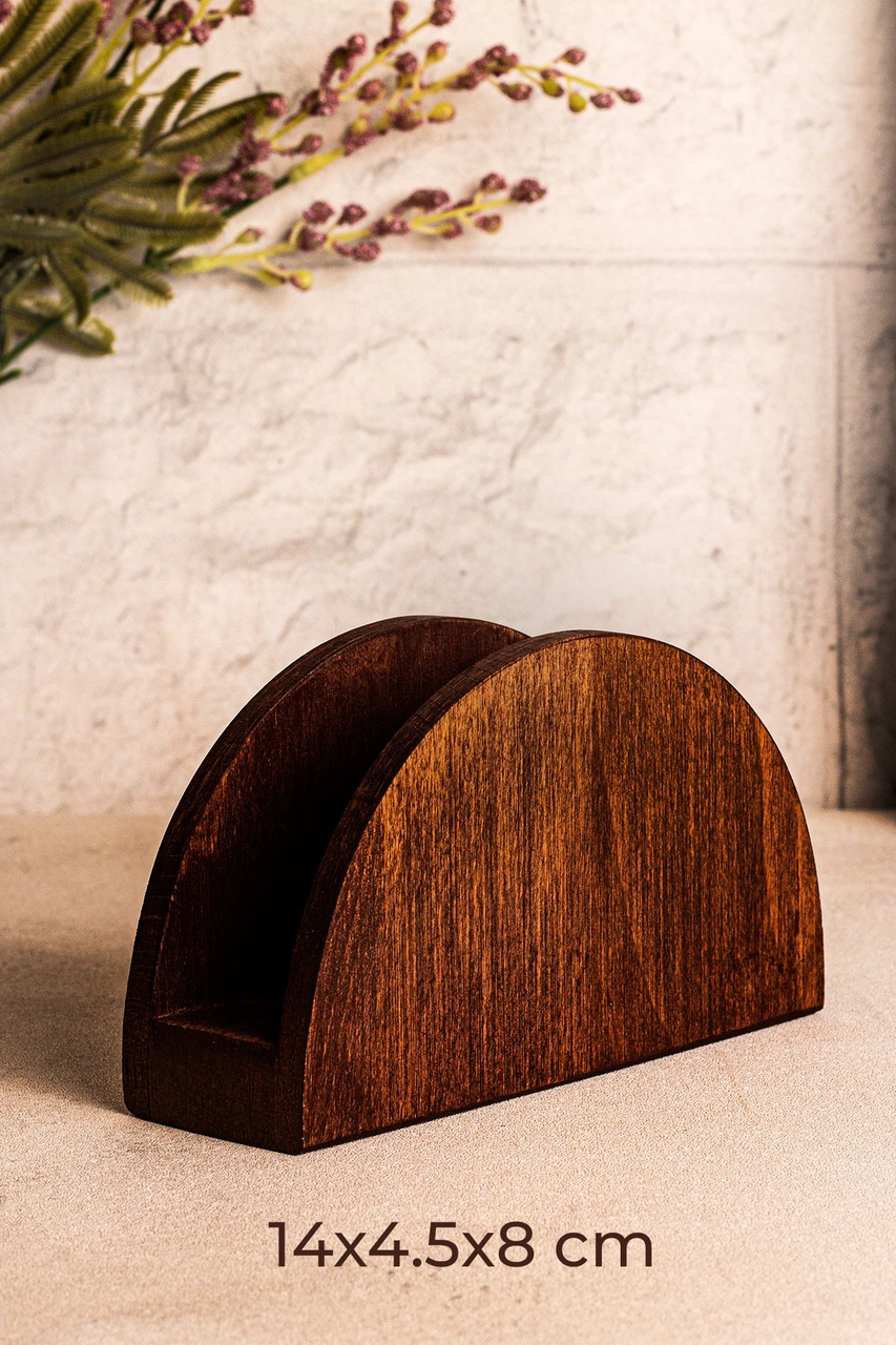 Snippy Maro - Ahşap Peçetelik Masaüstü Peçete Organizeri Kahverengi