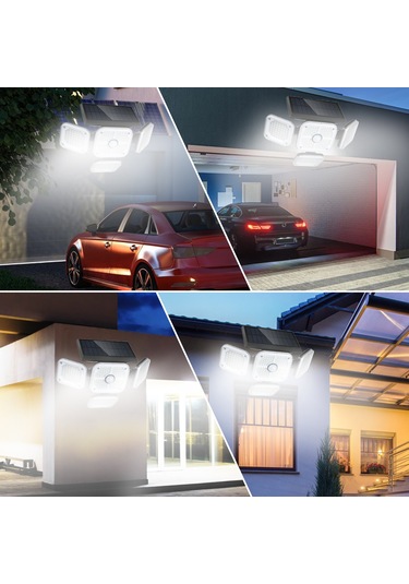 Hangfox Güneş Enerjili 231 Led Duvar Lambası - Pır Hareket Sensörlü, 3 Işık Modu, Uzaktan Kumanda, Ip65 Su Geçirmez, 2400mah Batarya Tekli Diğer