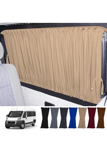 Pandami Fiat Ducato Boxer Jumper Uzun Şase 2006+ Uyumlu Krem Raylı Oto Perde Takımı