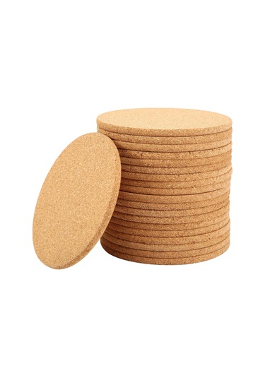 İçecekler İçin 20 Paket Mantar Bardak Altlığı, Emici Isıya Dayanıklı Tekrar Kullanılabilir Ahşap