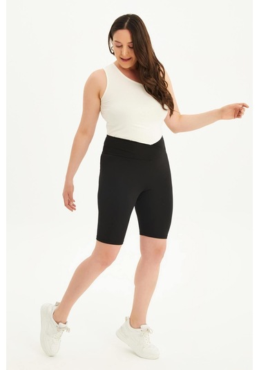 Beli Anvelop Dikişsiz Kısa Tayt-1659 Siyah