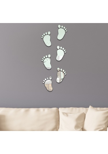 Sones 36 Adet / Set Akrilik Küçük Ayaklar Stereo Duvar Çıkartmaları Ev Dekorasyonu Yumuşak Ayna Gümüş Diğer